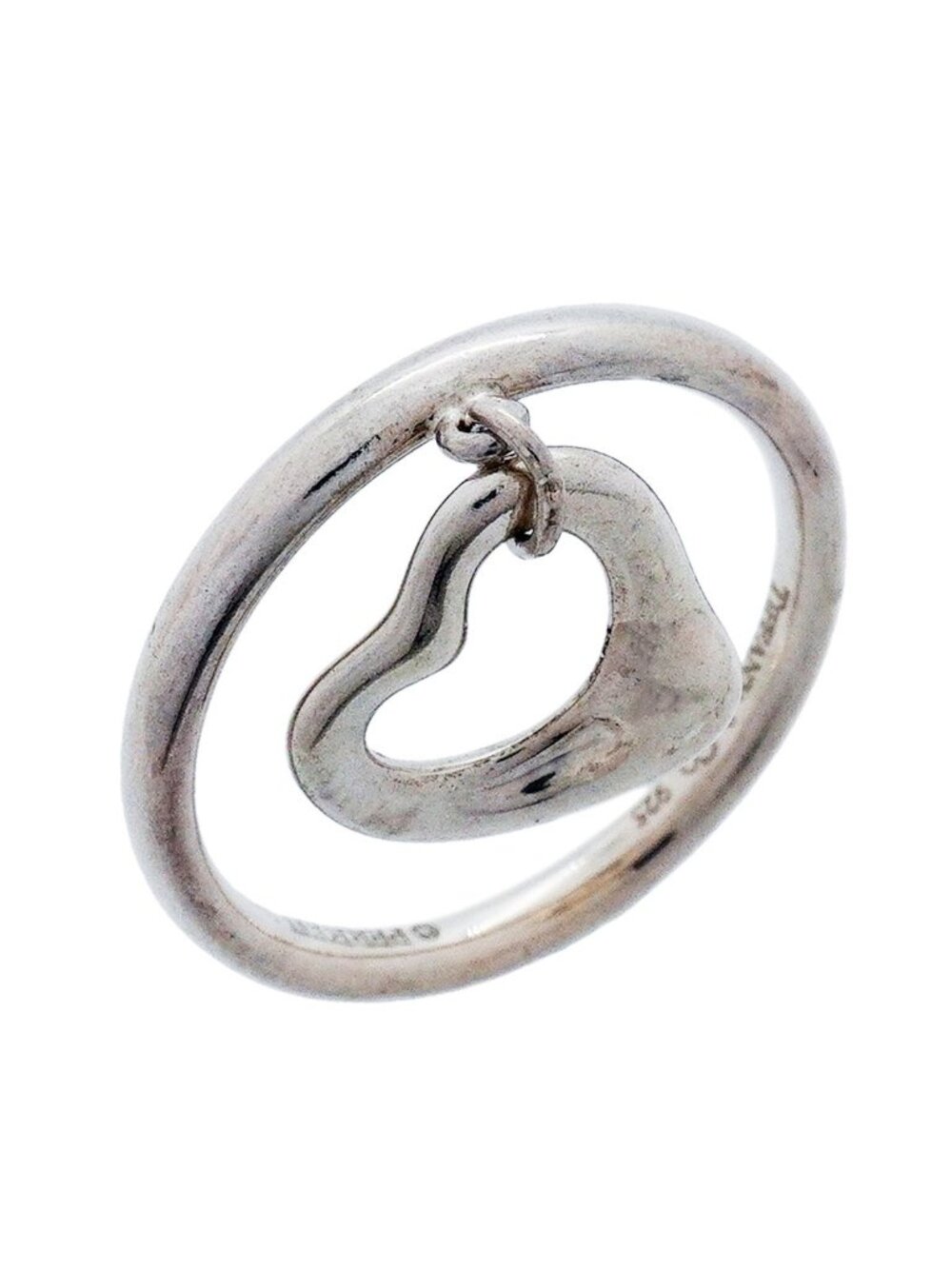 Tiffany & Co Ring Open Heart Drop 925 Sterling Silver